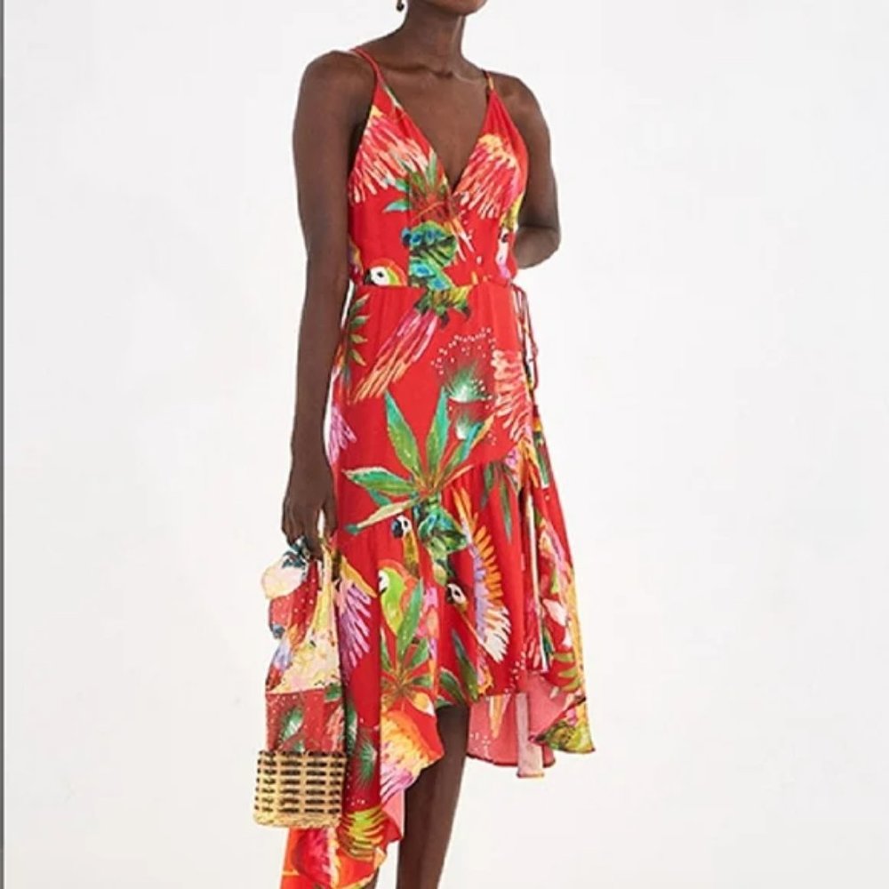 FARM RIO RED WRAP DRESS